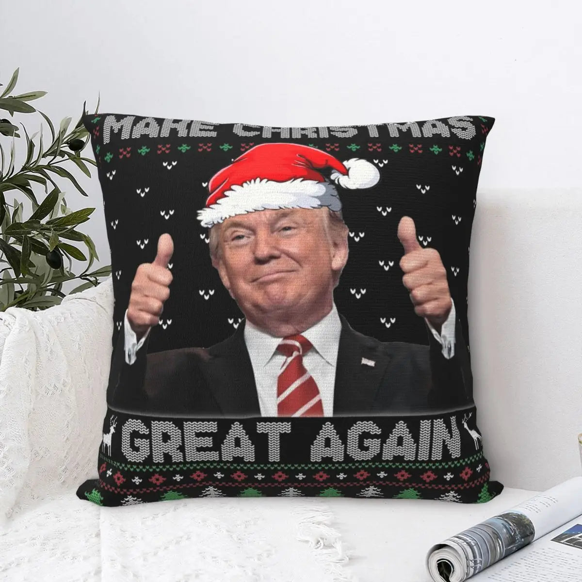 Trump Christmas Pillow